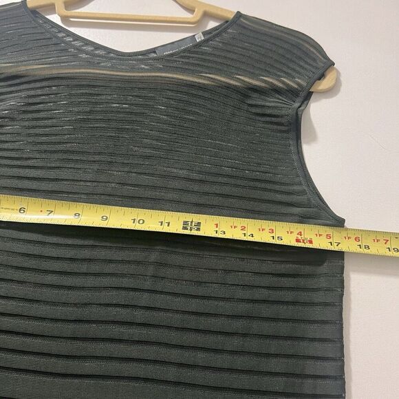 Giorgio Armani Y2K Mesh Top Women’s 42 Italy Green Striped Boxy - Picture 5 of 7